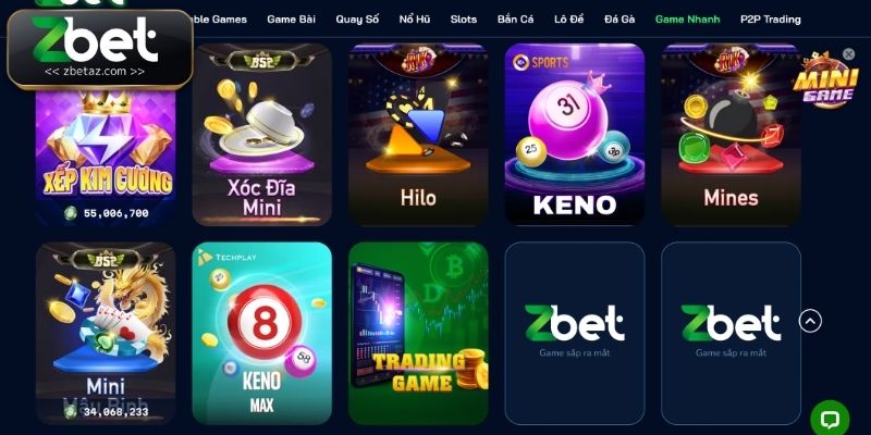 Sảnh quay số tại Zbet mang đến không khí sôi động