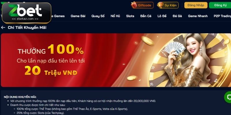 Ưu đãi tặng thưởng cho tân thủ khi nạp đầu